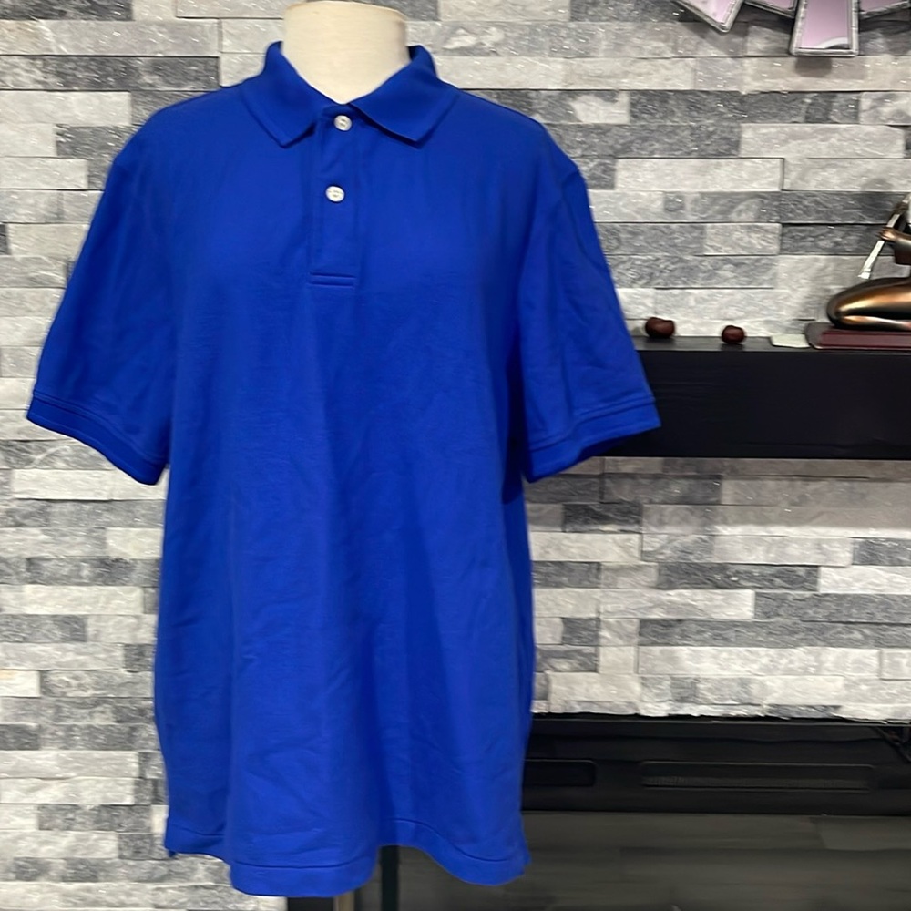 L.L Bean Mens Traditional Fit Polo Shirt Blue Large